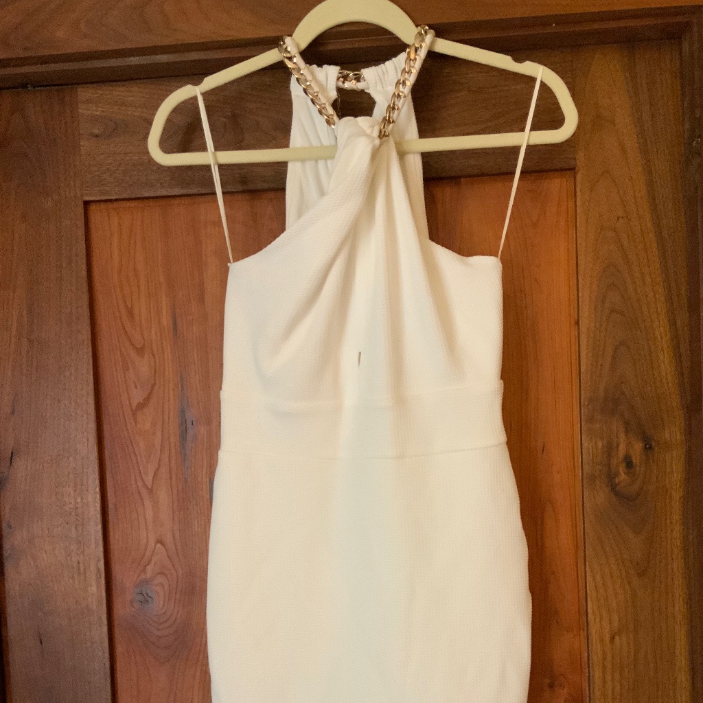 Asos Textured Chain Neck Halter Body-Conscious - Cream / Us 6 Nwt